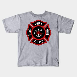 Red Fire Department Badge Kids T-Shirt